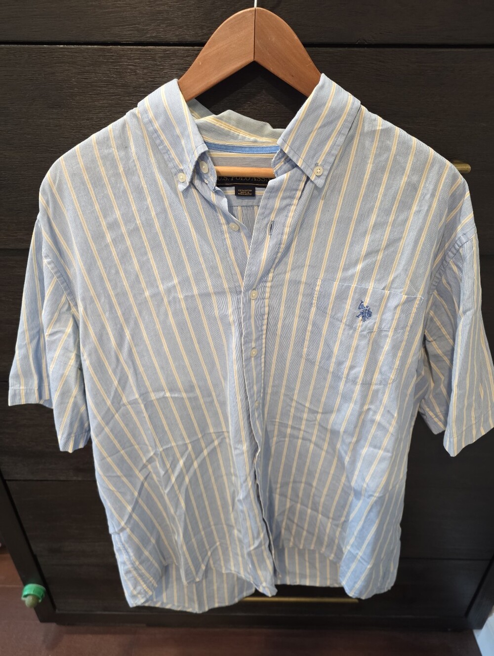 U.S. Polo Assn. Light Blue Shirt with White & Pale Yellow Stripes